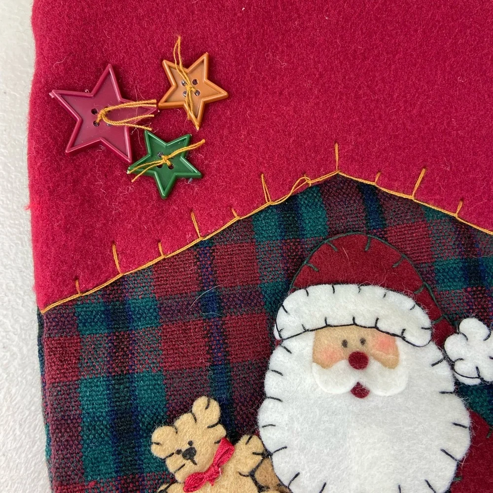Vintage Pima Creations Inc. Christmas stocking felt quilted Santa Claus